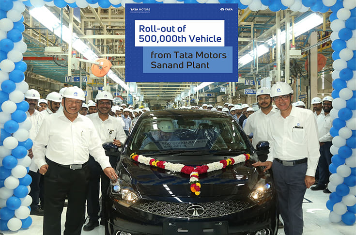 Tata Motors rolls out its 500,000th passenger vehicle from Sanand plant