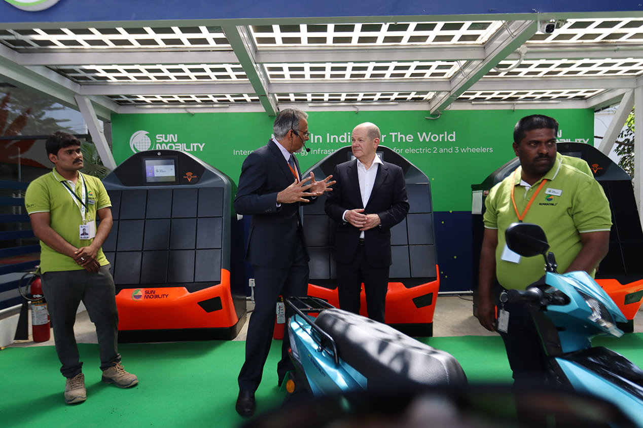 German Chancellor Olaf Scholz visits Sun Mobility's tech centre in Bengaluru