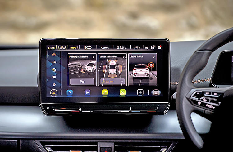 Modern car dashboard with ADAS