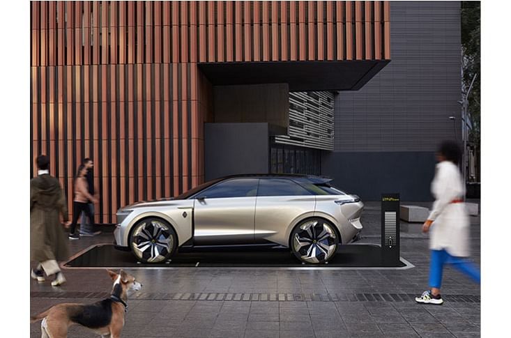 Renault Morphoz is a 100 percent electric adaptable crossover concept car which charges by induction even as it is being driven.