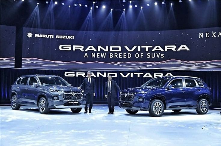 Hisashi Takeuchi, Managing Director &amp; CEO, Maruti Suzuki India and Shashank Srivastava, Senior Executive Director (Sales &amp; Marketing), at the global reveal in New Delhi today.