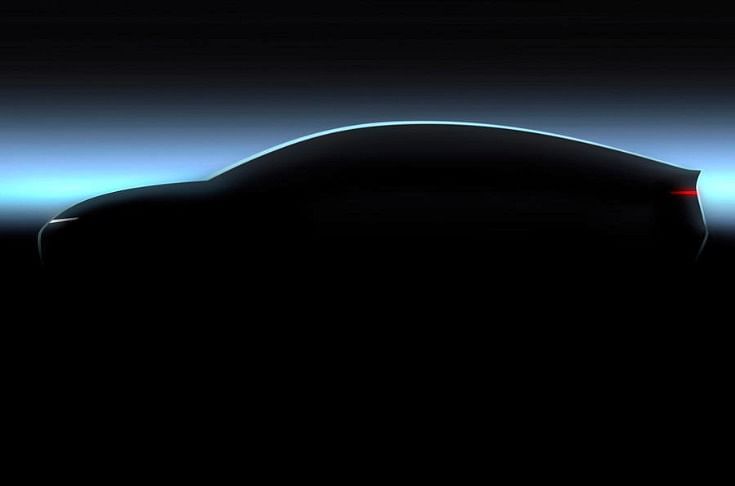 The first sketch of the Trinity project shows a flat, sporty sedan.