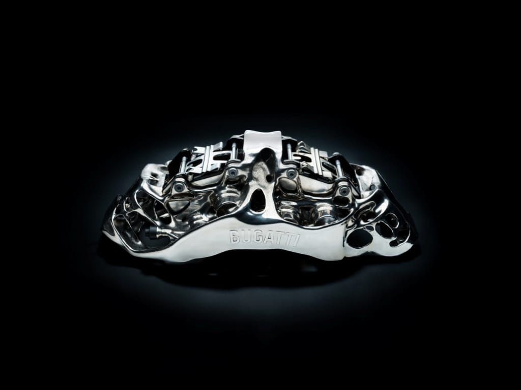 Bugatti develops 3D printed titanium brake caliper