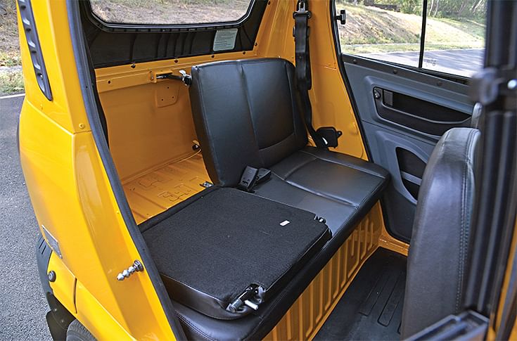 Rear seat storage in Bajaj Qute