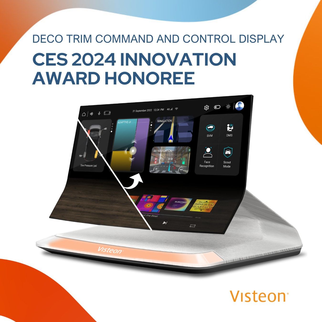 Visteon’s Deco Trim Command and Control Display chosen as CES 2024