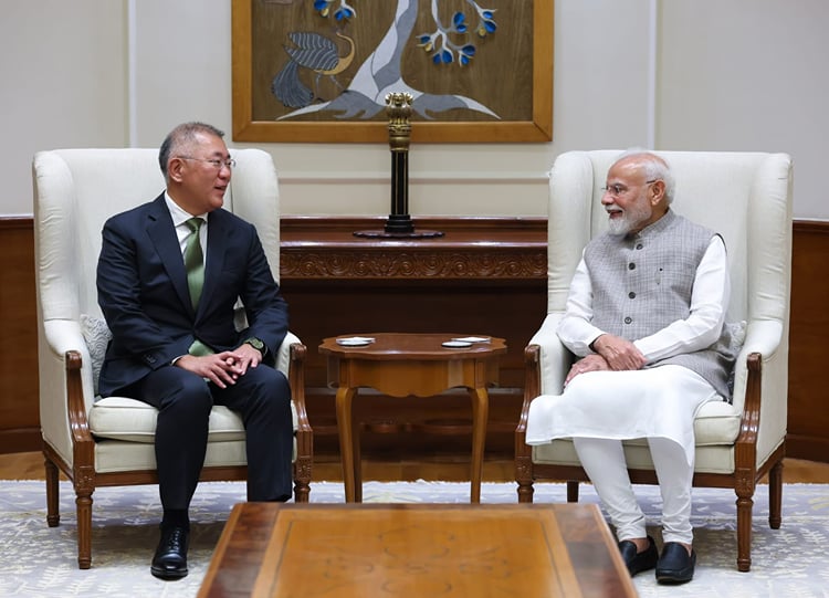 Meeting between Indian Prime Minister Hon’ble Shri Narendra Modi Ji and Hyundai Motor Group Executive Chair Mr. Euisun Chung at the Prime Minister’s Office in New Delhi on October 13, 2026 (Tuesday)