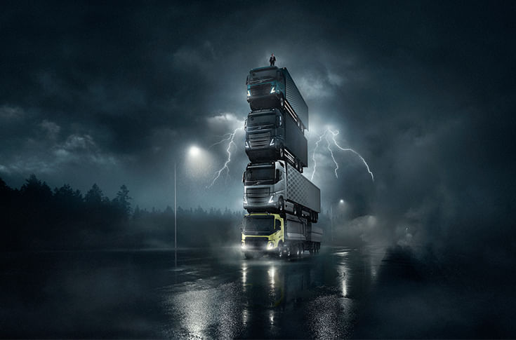 Volvo Trucks launches 4 new trucks with a daring 15-metre, 58-tonne truck tower