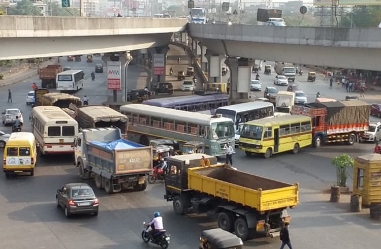 Pedestrians and cyclists are considered to be the most vulnerable road user category. This is a traffic scene shot in Thane, Mumbai Pedestrians and cyclists are considered to be the most vulnerable road user category. This is a traffic scene shot in Thane, Mumbai