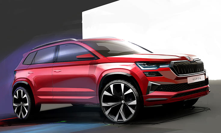 Skoda previews updated Karoq with design sketches